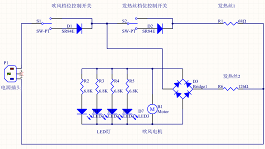電吹風電路圖,原理