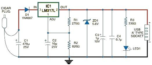 車載usb充電器電路