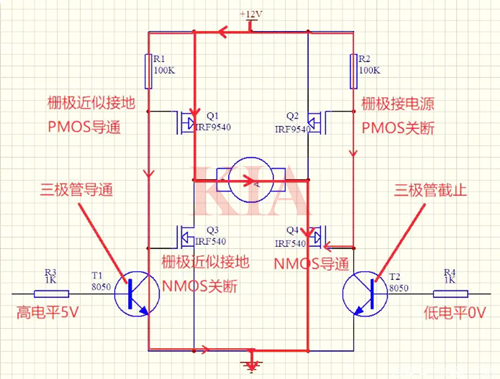 直流電機驅動電路原理,H橋電路-KIA MOS管